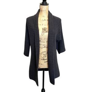 Talbots Open Front Merino Wool Ribbed Cardigan Charcoal Women's SP